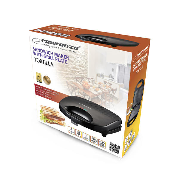 Szendvicssütő grill lappal - Esperanza Tortilla EKT0094 https://velizo.fr/termekkategoria/szepsegapolas-egeszseg/