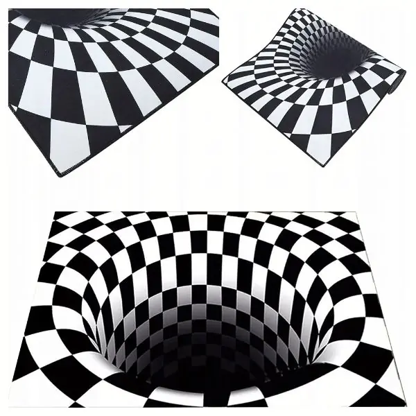 Paillasson 3D effet trou noir 60 × 40 cm – tapis antidérapant intérieur et extérieur