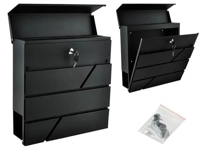 Boîte aux lettres grand format A4 en acier galvanisé anthracite avec porte-journaux – Iso Trade