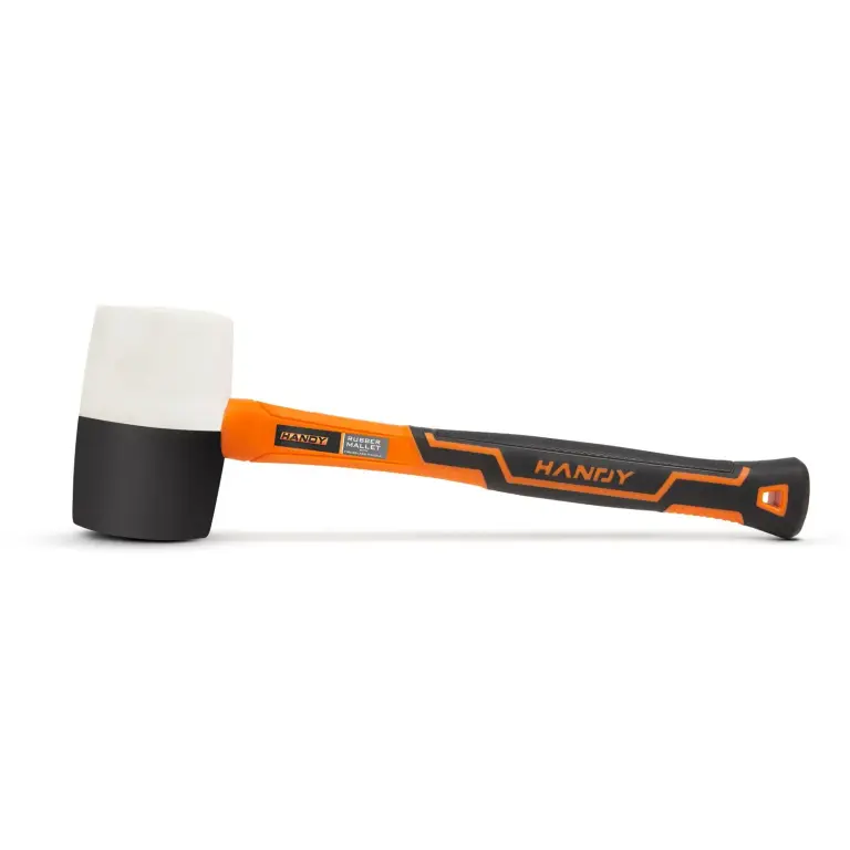 Maillet en caoutchouc avec manche en fibre de verre – Tête de 907 g – Noir et blanc