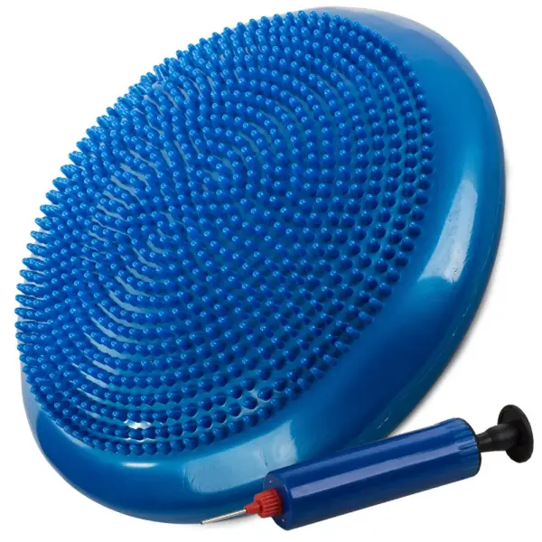Coussin d'équilibre proprioceptif à picots pour fitness et rééducation – Ø 32 cm – Bleu – Avec pompe