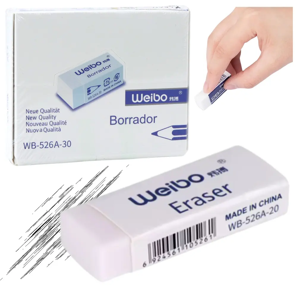 Weibo WB-526A-30 Gomma per Cancellare Bianca – 4 × 2 × 1 cm, Senza Lattice, 1 Pezzo Weibo WB-526A-30 Gomma per Cancellare Bianca – 4 × 2 × 1 cm, Senza Lattice, 1 Pezzo