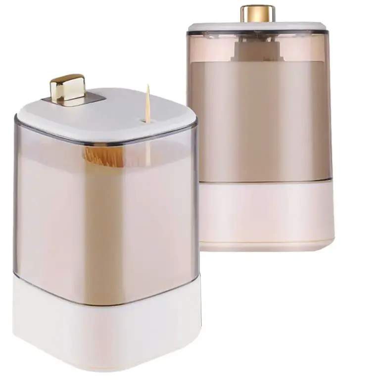 Distributeur automatique de cure-dents avec bouton-poussoir – Blanc