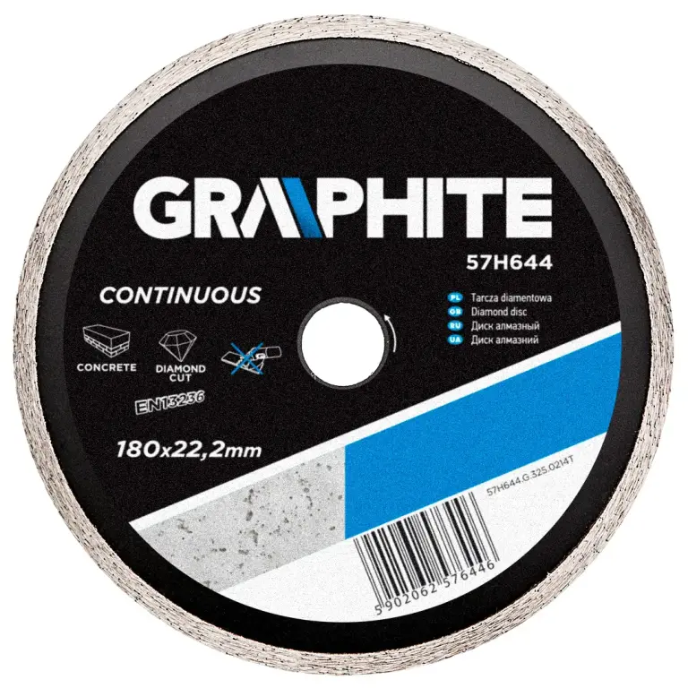 Disque diamant GRAPHITE à jante continue – 180 mm – Coupe à eau
