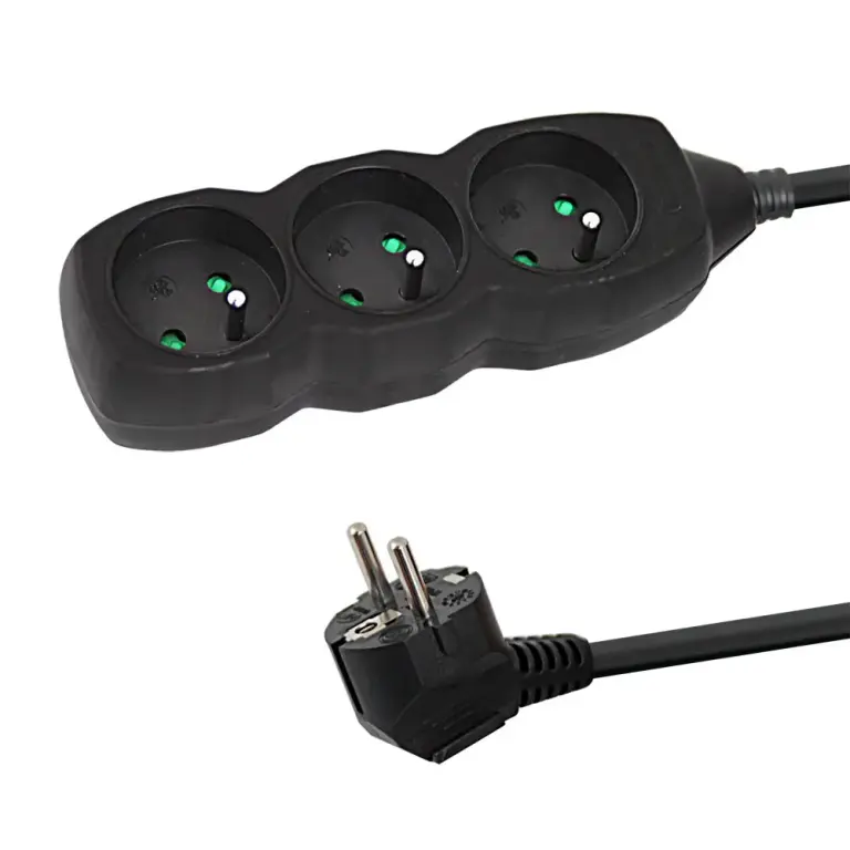 Multiprise Esperanza 3 prises avec terre – Câble 1,5 m – 3680 W – Noir