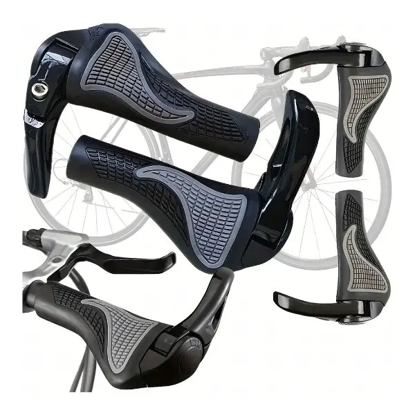 Poignées de vélo ergonomiques avec embouts de guidon intégrés – Antidérapantes – Lot de 2